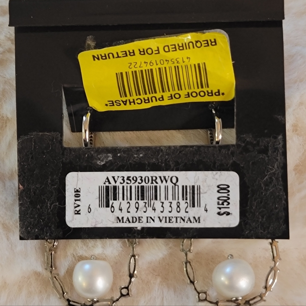 NADRI RHODIUM PLATED CULTURED PEARL CHANDELIER STATEMENT EARRINGS BNWT - Picture 5 of 5